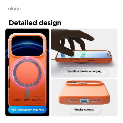 Elago Magnetic Silicone Case for iPhone 18 Pro/17 Pro - Orange