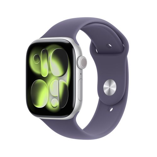 Apple Watch Series 11GPS + Cellular 42mm Silver Aluminium - Purple Fog Sport Band - S/M