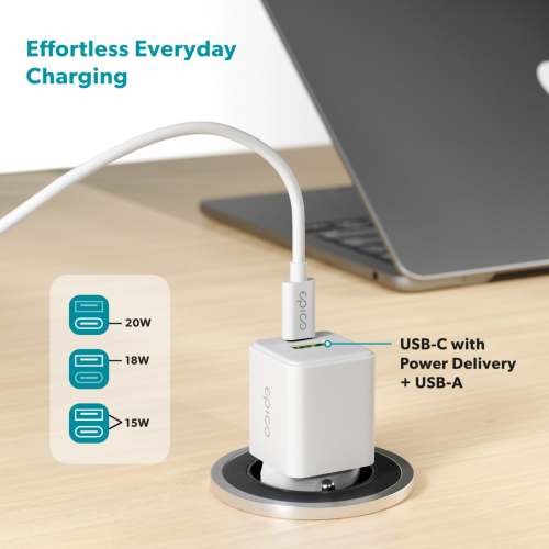 Epico 20W GaN Charger (1x USB-C, 1x USB-A)