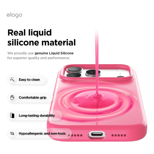 Elago Magnetic Silicone Case for iPhone 18 Pro/17 Pro - Ice Red