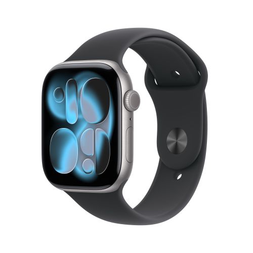 Apple Watch Series 11GPS + Cellular 42mm Space Grey Aluminium - Black Sport Band - M/L