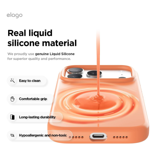 Elago Magnetic Silicone Case for iPhone 18 Pro Max/17 Pro Max - Orange