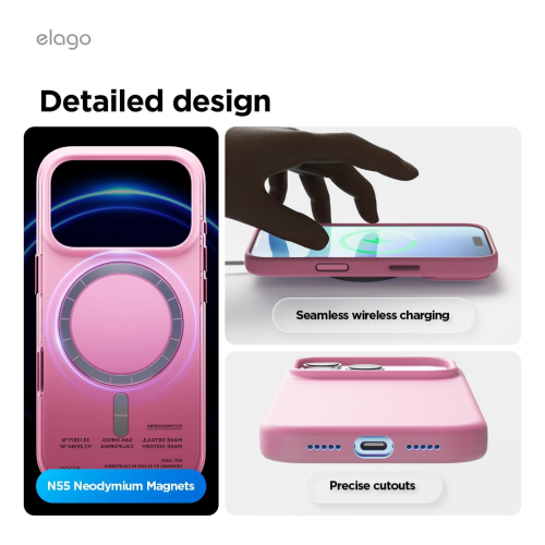 Elago Magnetic Silicone Case for iPhone 18 Pro/17 Pro - Hot Pink