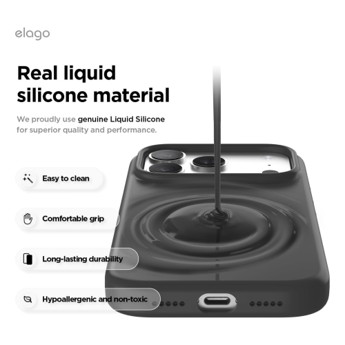 Elago Magnetic Silicone Case for iPhone 18 Pro/17 Pro - Black