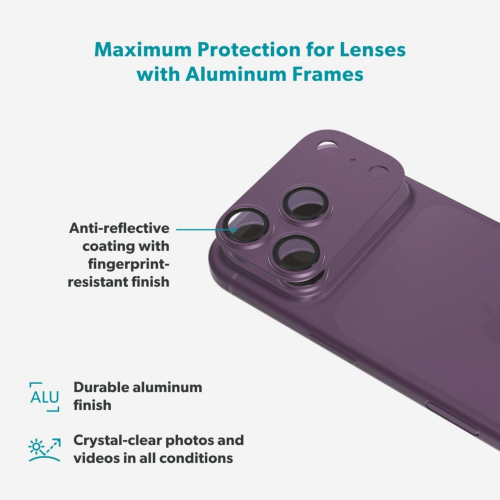 Epico Aluminium AntiReflective Lens & Island Protector for iPhone 18 Pro Max - Dark Purple