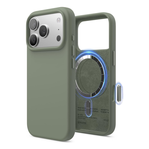 Elago Magnetic Silicone Case for iPhone 18 Pro/17 Pro - Khaki Green