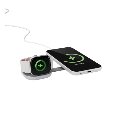 Epico UltraBase EF35 Qi2 (25W) MagSafe Compatible Foldable 2-in-1 Wireless Charger - Silver