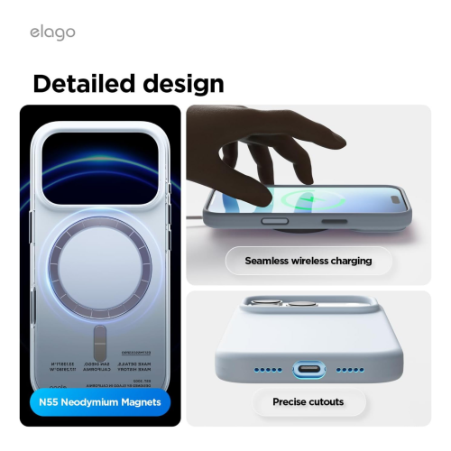 Elago Magnetic Silicone Case for iPhone 18 Pro Max/17 Pro Max - Light Blue