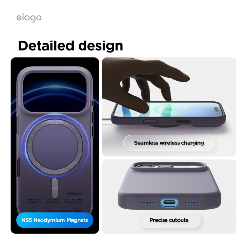 Elago Magnetic Silicone Case for iPhone 18 Pro Max/17 Pro Max - Deep Lavender