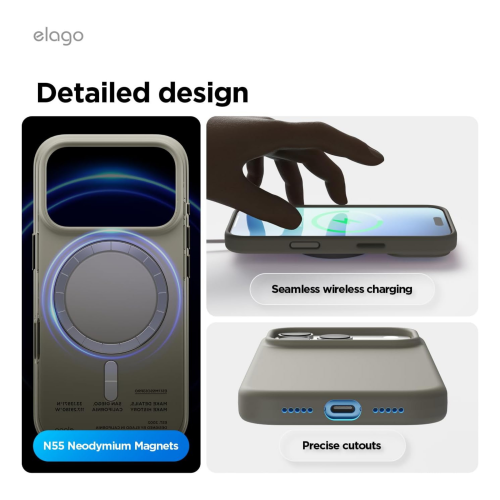 Elago Magnetic Silicone Case for iPhone 18 Pro Max/17 Pro Max - Gray