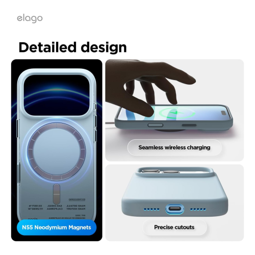 Elago Magnetic Silicone Case for iPhone 18 Pro Max/17 Pro Max - Sky Blue