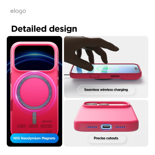 Elago Magnetic Silicone Case for iPhone 18 Pro/17 Pro - Ice Red