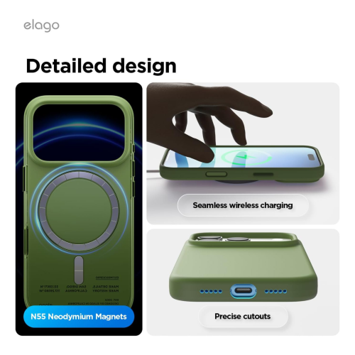 Elago Magnetic Silicone Case for iPhone 18 Pro/17 Pro - Cedar Green