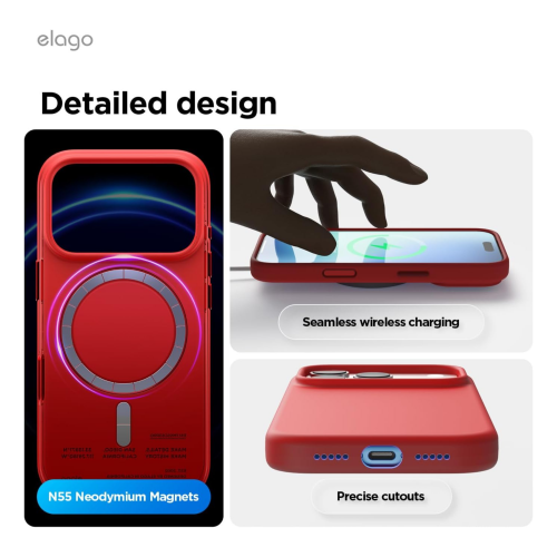 Elago Magnetic Silicone Case for iPhone 18 Pro/17 Pro - Red