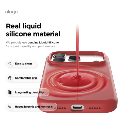 Elago Magnetic Silicone Case for iPhone 18 Pro/17 Pro - Red