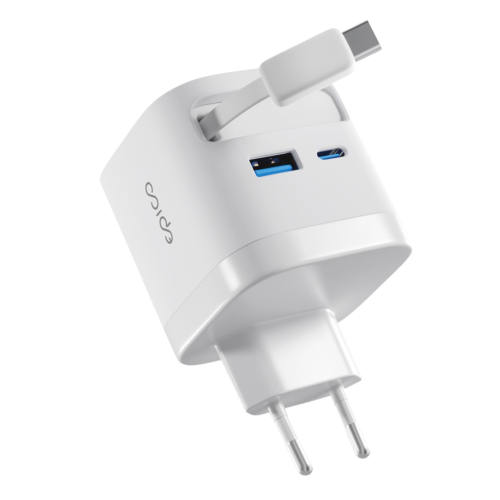 Epico 65W GaN Wall Charger with Built-in Cable - White