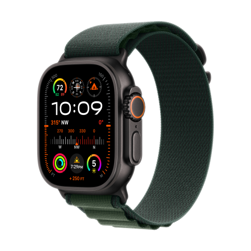 DEMO Apple Watch Ultra 2 GPS + Cellular 49mm Black Titanium - Dark Green Alpine Loop - Medium