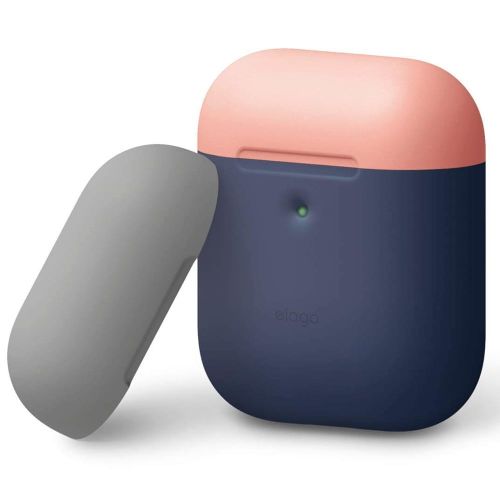 Elago Silicone Cover for Airpods 2nd Gen - Indigo with Peach/Gray top