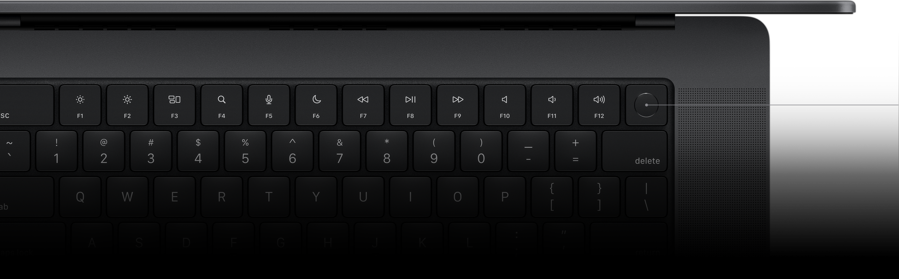 Norāde uz Touch ID taustiņu Magic Keyboard tastatūrā.